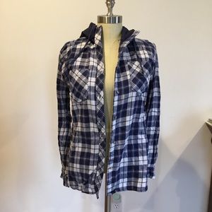 Love Notes Blue and White Flannel with a Hood